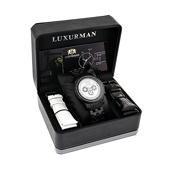 Black Genuine Diamond Watches: Luxurman Phantom Heavy Mens Watch 2.25ct 4