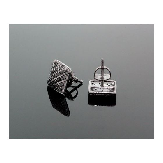 Sterling Silver Unisex Fashion Square Hand Set Stud Earrings ME0226c 2