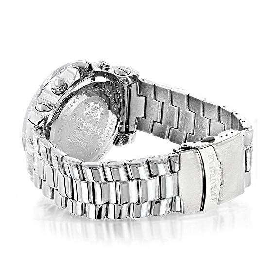 Luxurman Big Genuine Diamond Watch for Men 2.5ct Black MOP Escalade Chronograph 2