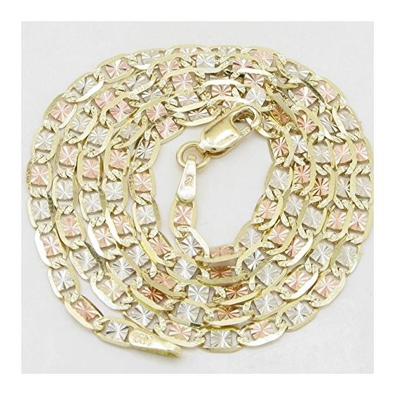 "14K Three tone valentine chain 24"" Long 3MM Wide MLC10 2"