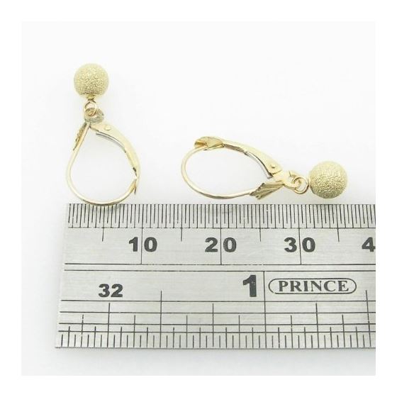 womens bp85 fancy earrings 14K yellow gold italian ball stud huggie hoop 4