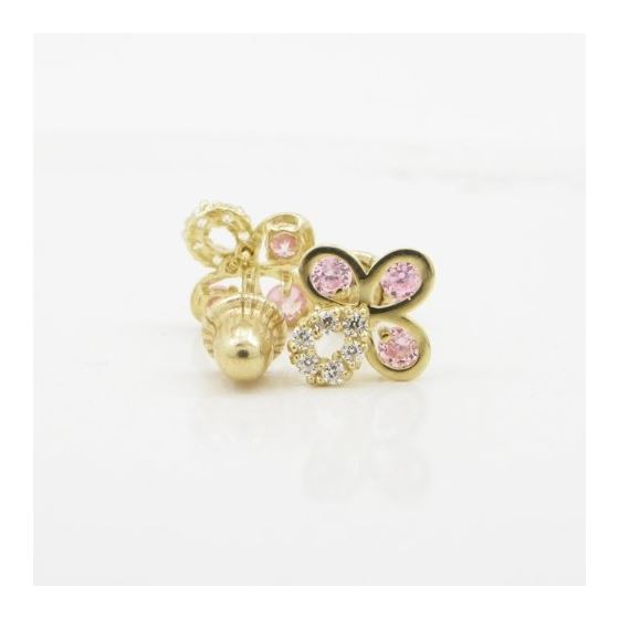 14K Yellow gold Flower cz stud earrings for Children/Kids web430 2