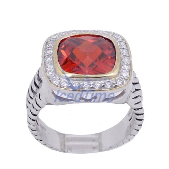 "Ladies .925 Italian Sterling Silver Ruby Red synthetic gemstone ring SAR56 6