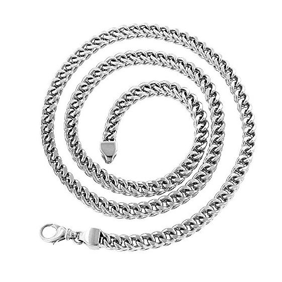 10k White Gold Hollow Franco Chain 7mm Wide Necklace with Lobster Clasp 26 inches long 2