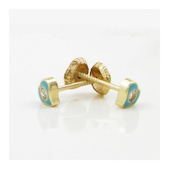 14K Yellow gold Heart cz stud earrings for Children/Kids web154 4