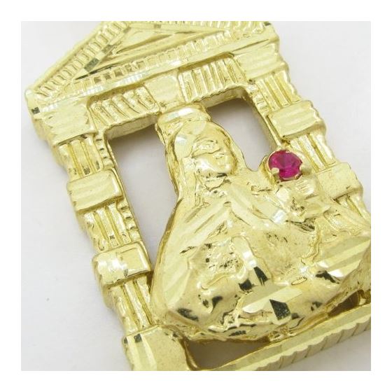 Mens 10k Yellow gold Red gemstone mary charm EGP52 2