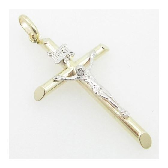 Mens 10K Solid Yellow Gold white jesus cross Length - 1.73 inches Width - 23mm 2