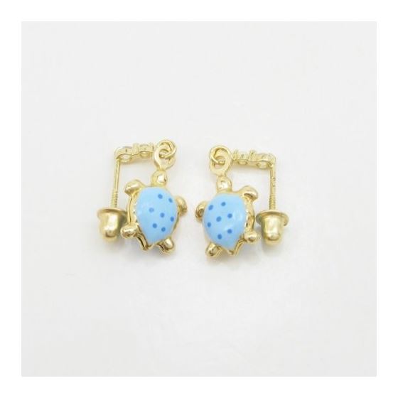 14K Yellow gold Tortoise cz chandelier earrings for Children/Kids web390 4