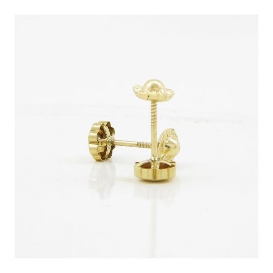 14K Yellow gold Flower cz stud earrings for Children/Kids web177 4