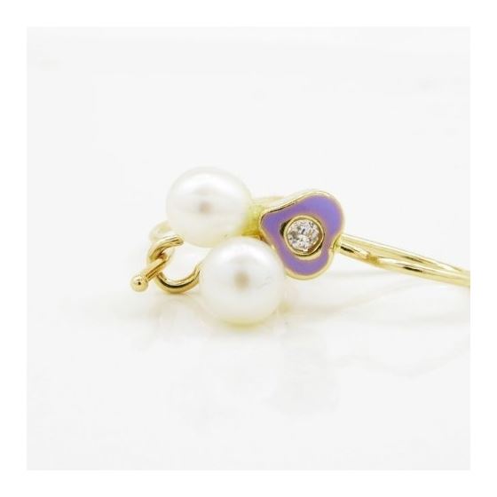 14K Yellow gold Heart and pearl hoop earrings for Children/Kids web52 4