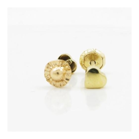14K Yellow gold Plain heart stud earrings for Children/Kids web206 2