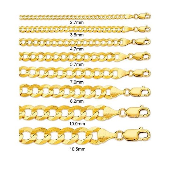 "14k Real Yellow Gold Comfort Cuban Curb Chain 5.7MM Sizes: 20""