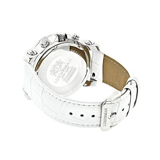 Oversized Mens Diamond Watch 0.25ct White Mop Luxurman Escalade w Chronograph 2