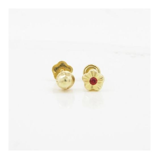 14K Yellow gold Flower cz stud earrings for Children/Kids web488 2