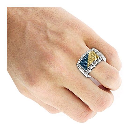 "Mens Color Diamond Ring Sterling Silver by LUXURMAN (0.6 Ctw
