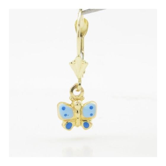 14K Yellow gold Butterfly chandelier earrings for Children/Kids web364 2