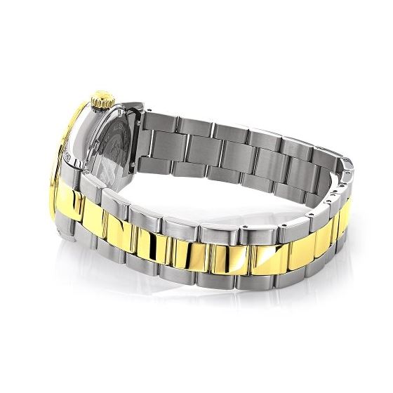 Ladies Luxurman Tribeca Two Tone Genuine Gold Plated Real Diamond Watch 1.5ct 2
