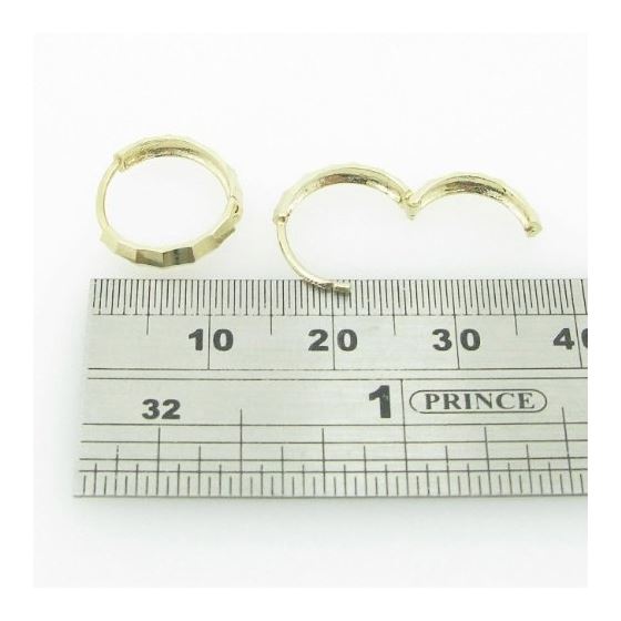 womens bp46 fancy earrings 14K yellow gold italian ball stud huggie hoop 4