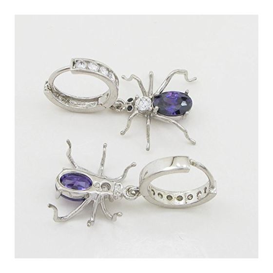 Womens Purple precious stone spider chandelier earring Silver9 4