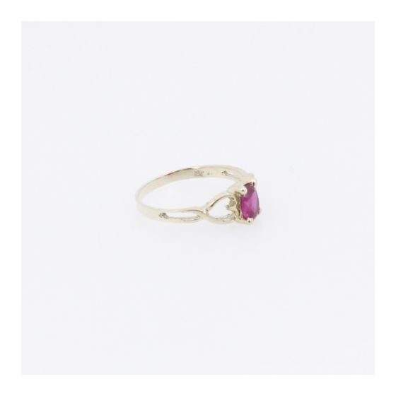 10k Yellow Gold Syntetic red gemstone ring ajjr44 Size: 3 4