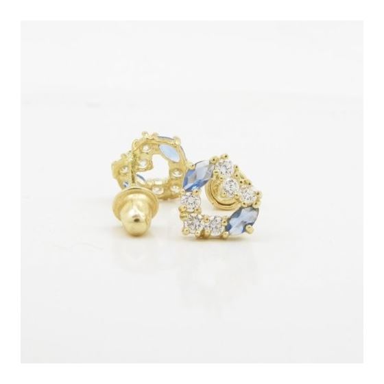 14K Yellow gold Heart fancy cz stud earrings for Children/Kids web436 2