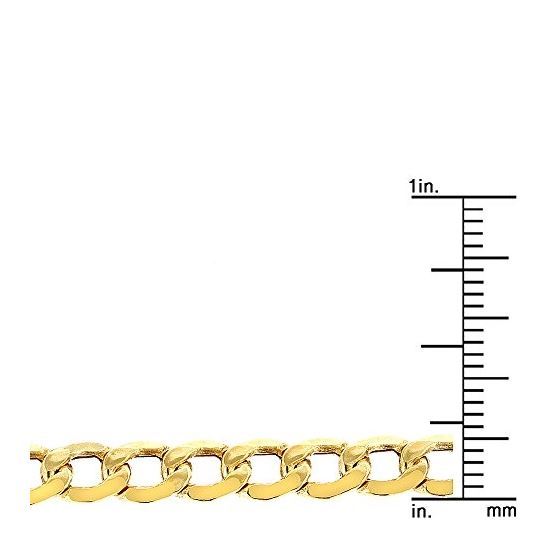 10K 24 inch long Yellow Gold 5.30mm wide Diamond Cut Curb Lite Chain with Lobster Clasp FJ-120LCRB-2