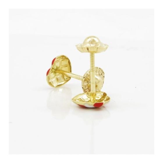 14K Yellow gold Dual color heart stud earrings for Children/Kids web217 4