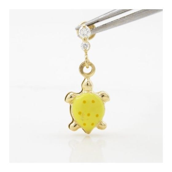 14K Yellow gold Tortoise cz chandelier earrings for Children/Kids web393 2