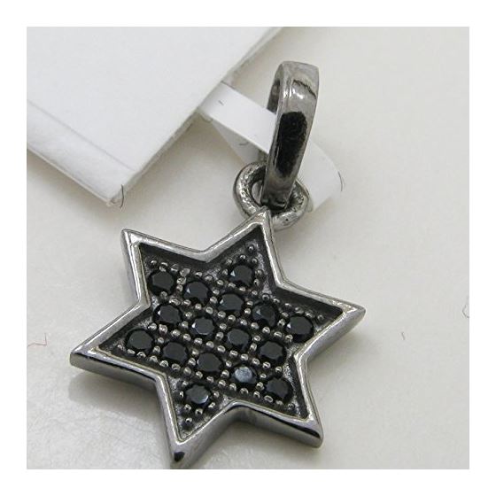 Womens Black star of david black cz pendant Silver38 2