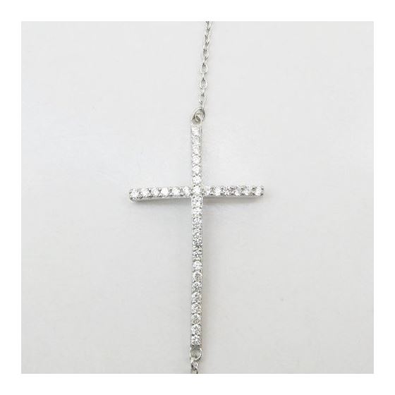 Womens Sterling silver White jesus cross pendant necklace 2