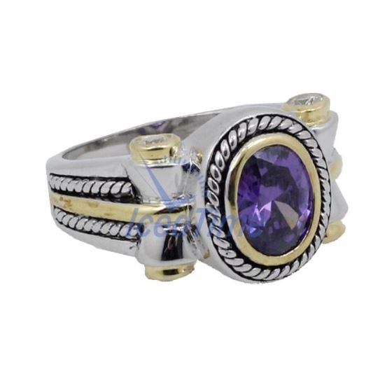 "Ladies .925 Italian Sterling Silver Purple Violet synthetic gemstone ring SAR50 6