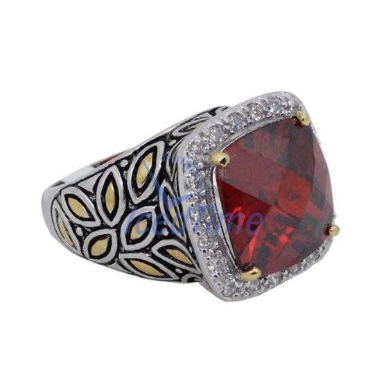 "Ladies .925 Italian Sterling Silver Ruby Red synthetic gemstone ring SAR35 6