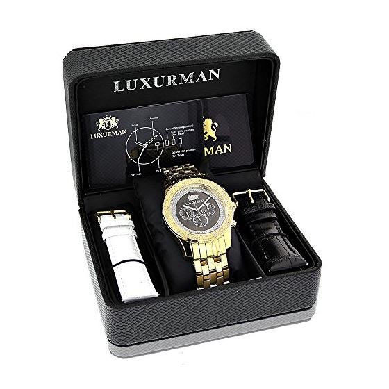 Diamond Watches For Men: LUXURMAN Yellow Gold Pl-4