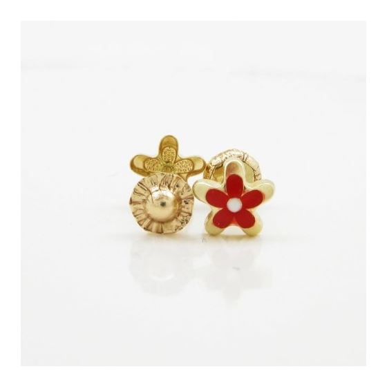 14K Yellow gold Flower stud earrings for Children/Kids web8 2