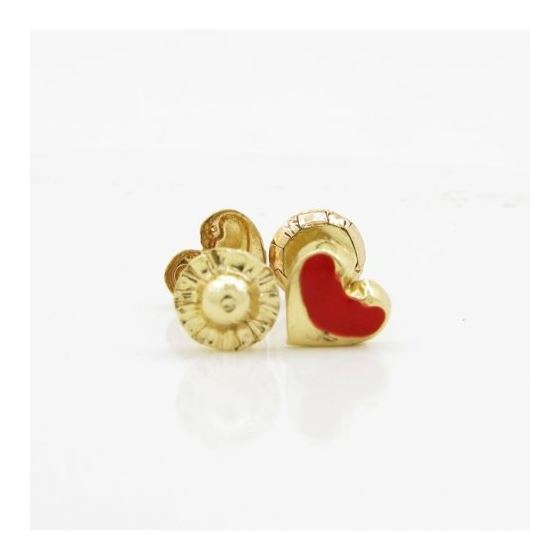 14K Yellow gold Heart stud earrings for Children/Kids web105 2