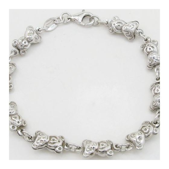 Women silver teddy bear link bracelet SB8 7 inches long and 7mm wide 4