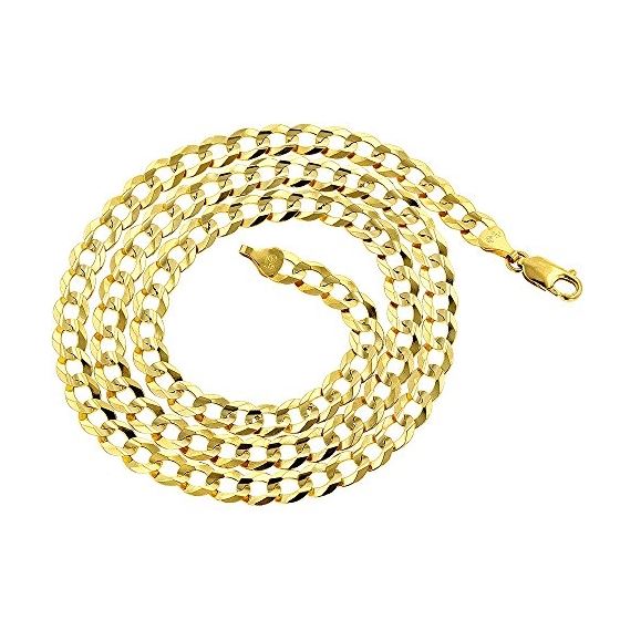 "10K 20"" long Yellow Gold 4.7mm wide Comfort Curb Cuban Italy Chain Necklace Lobster Clasp FJ-120CC