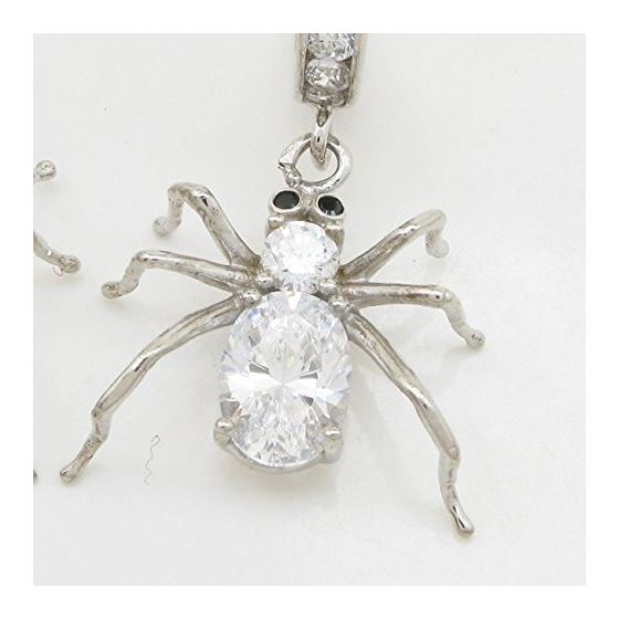 Womens White precious stone spider chandelier earring Silver11 2