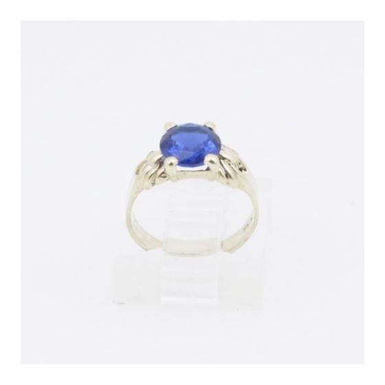 10k Yellow Gold Syntetic blue gemstone ring ajjr46 Size: 2 2
