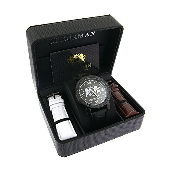 Phantom Large Black Diamond Watch For Men Leathe-4