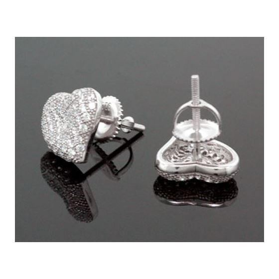 Sterling Silver Heart Shape Fashion Hand Set Stud Earrings ME0213c 2