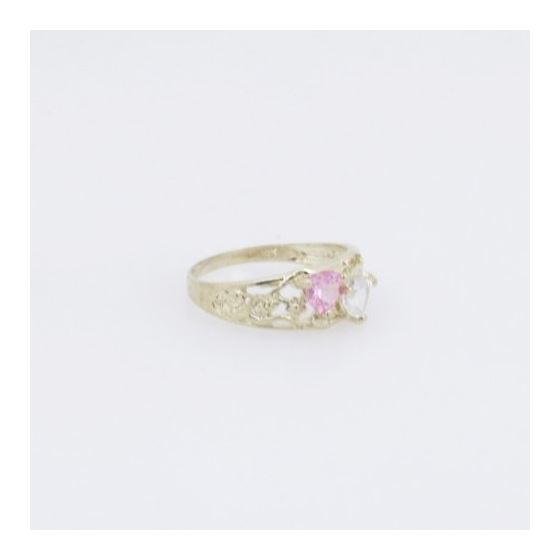 10k Yellow Gold Syntetic pink gemstone ring ajr67 Size: 8 4