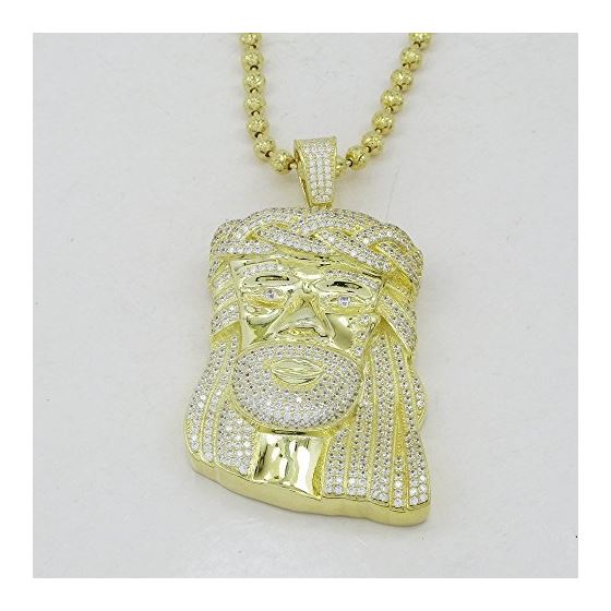 Silver Jesus Necklace Pendant with 30 Inch Silver Moon Cut Chain 2