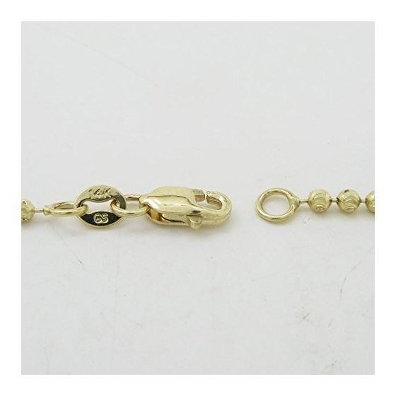 "14K Yellow gold moon cut bead link chain 24"" Long 2MM Wide MLC17 4"