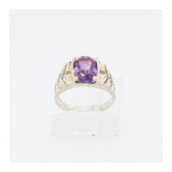 10k Yellow Gold Syntetic purple gemstone ring ajjr98 Size: 2 2