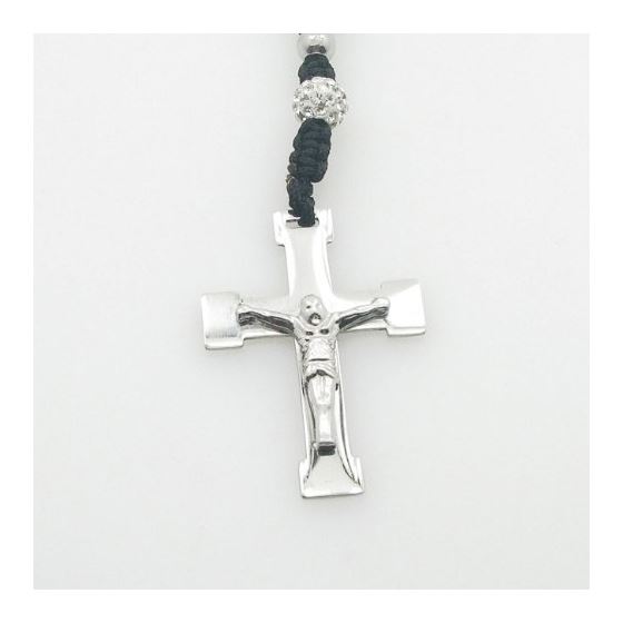 "Stainless Steel Rosary Necklace with Cross R143 ball 8 mm