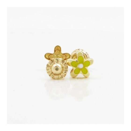 14K Yellow gold Flower stud earrings for Children/Kids web9 2