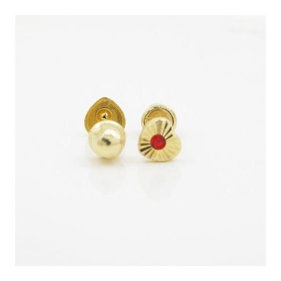 14K Yellow gold Heart cz stud earrings for Children/Kids web482 2