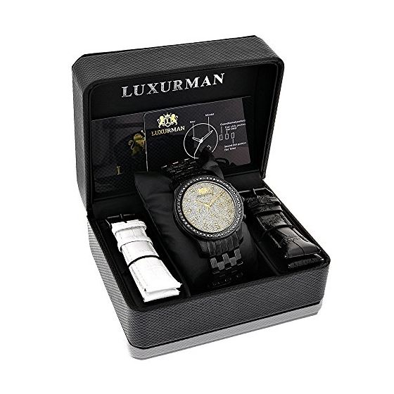 LUXURMAN Watches Mens Black Diamond Watch 2.25Ct-4