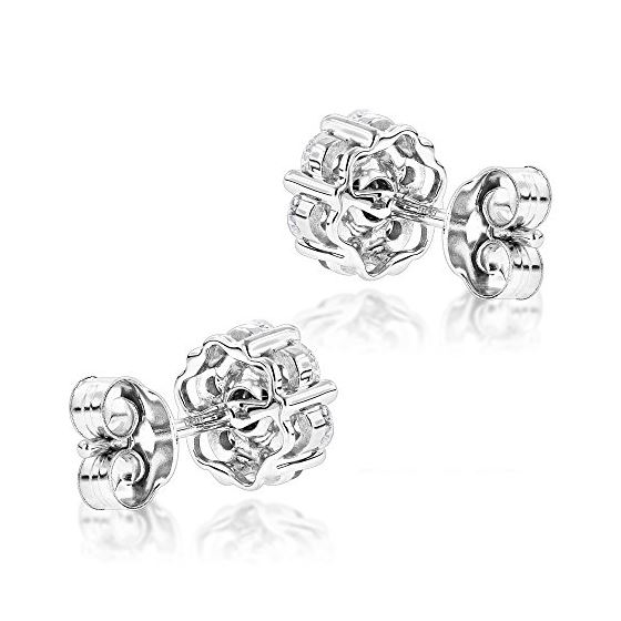 Ladies 14K Natural 1 Ctw Diamond Cluster Stud Ea-2